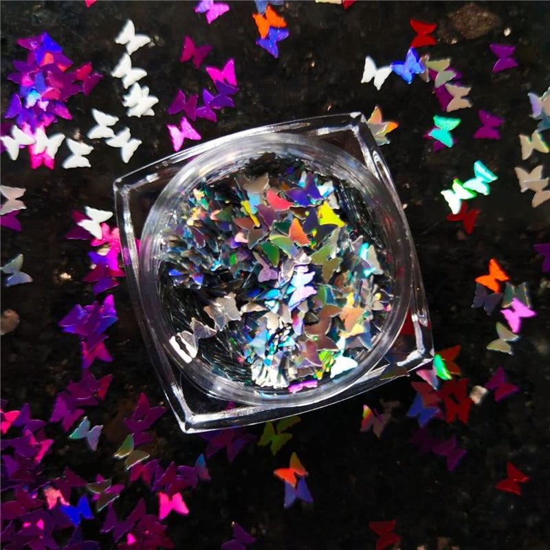 Yeslady Nail Art Butterfly Slice Sequins Paillette Laser Sparkly Flakes 3D Bow 12 Colors - Image 4
